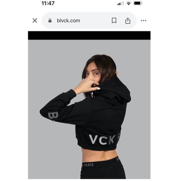 BLVCK Black Bold Cropped Hoodie / Size-Small - Picture 12 of 16